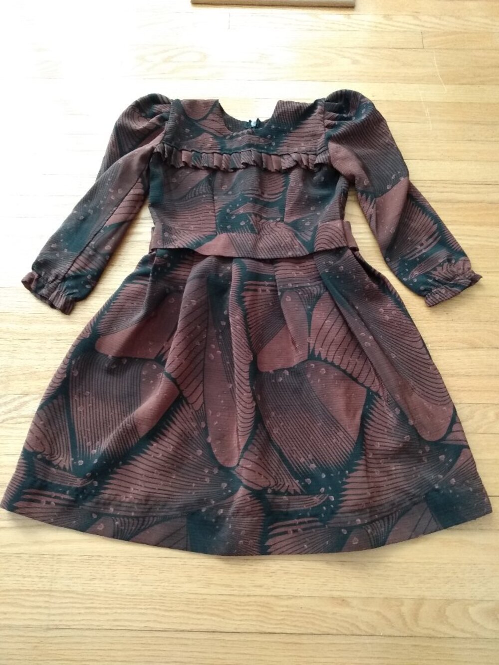 Vintage Girl's Handmade Mennonite Prairie Dress 26" Chest Mexican Butterfly